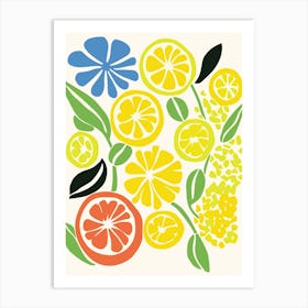 Lemons And Leaves Art Print