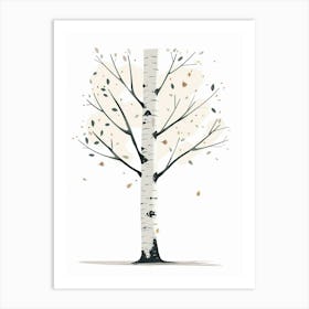 Birch Tree Pixel Illustration 3 Art Print