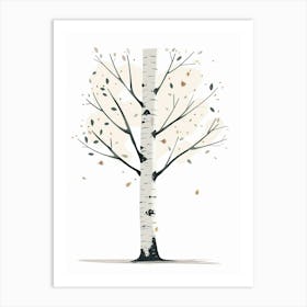 Birch Tree Pixel Illustration 3 Affiche