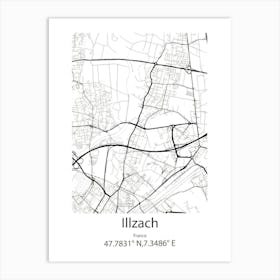 Illzach,France Minimalist Map Art Print