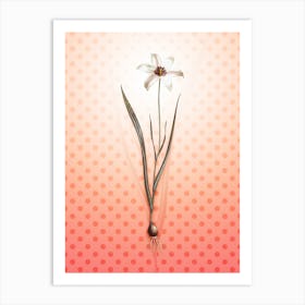 Lady Tulip Vintage Botanical in Peach Fuzz Polka Dot Pattern n.0099 Art Print