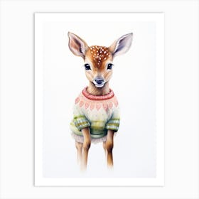 Baby Animal Wearing Sweater Fawn 1 Art Print