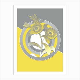 Vintage Field Bindweed Botanical Geometric Art in Yellow and Gray n.199 Art Print