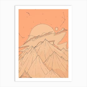 Peach Cloud Peaks Art Print