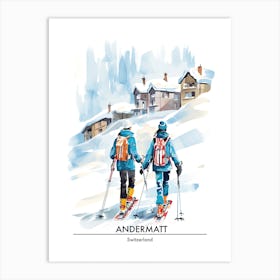 Andermatt   Switzerland Ski Resort Poster Illustration 0 Art Print