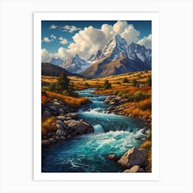 River In The Mountains Art Print