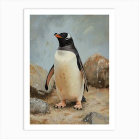 Adlie Penguin Zavodovski Island Oil Painting 1 Art Print