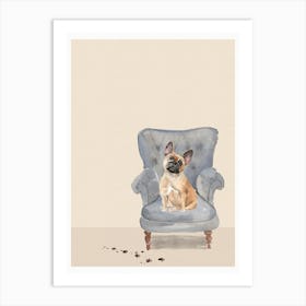 Cute Muddy Frenchie On Chair Art Print