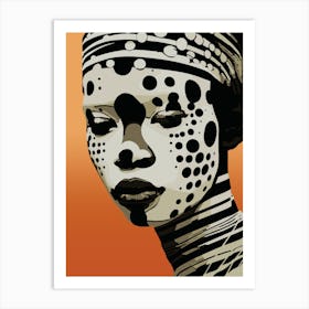 Monochrome Tribal Woman Portrait Art Art Print