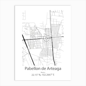 Pabellon De Arteaga,Mexico Minimalist Map Art Print