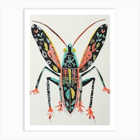 Colourful Insect Illustration Cricket 2 Art Print