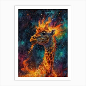 Giraffe On Fire Art Print