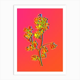Neon European Buckthorn Botanical in Hot Pink and Electric Blue n.0557 Art Print