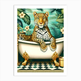 Leopard In Bath 1 Affiche