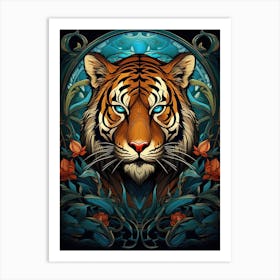 Tiger Art In Art Deco Style 3 Art Print
