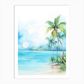 Watercolour Of Bora Bora   French Polynesia 3 Art Print