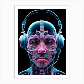 Man With Headphones 6 Art Print