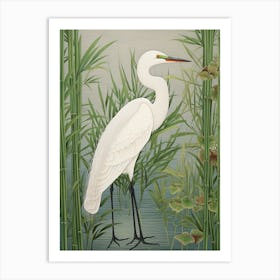 Ohara Koson Inspired Bird Painting Egret 2 Art Print