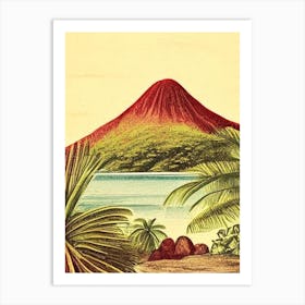 Pico Island Portugal Vintage Sketch Tropical Destination Art Print