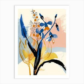 Colourful Flower Illustration Forget Me Not 2 Art Print