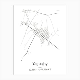 Yaguajay,Cuba Minimalist Map Art Print