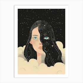 Girl In The Clouds 3 Art Print