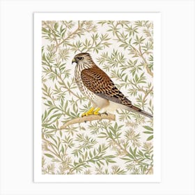 Hawk 2 William Morris Style Bird Art Print