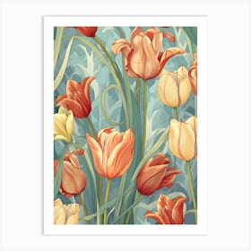 Seamless Pattern With Tulips Art Print