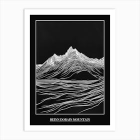 Beinn Dorain Mountain Line Drawing 6 Poster Art Print