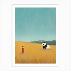  red girl and her panda Art Print