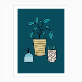 Potted Plants Hand-drawn Art Print