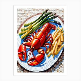 Lobster On A Plate Art Print