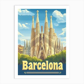 Aihrgdesign A Vintage Travel Poster Of Barcelona Art Print