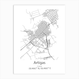 Artigas,Uruguay Minimalist Map Art Print