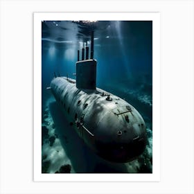 Submarine In The Ocean-Reimagined 30 Art Print