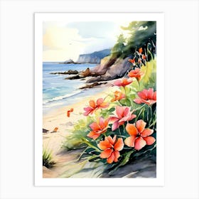 Flowers On The Beach Art Print