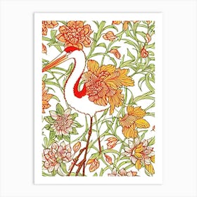 Stork William Morris Style Bird Art Print