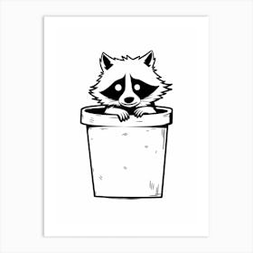 A Minimalist Line Art Piece Of A Common Raccoon 1 Art Print