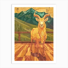 Goat On A Wooden Floor Art Print