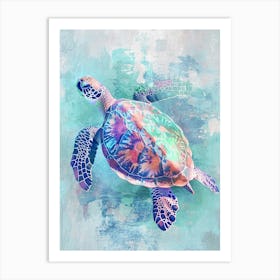 Pastel Sea Turtle In The Ocean 1 Art Print