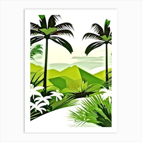 Illustration Of A Tropical Landscape Art Print