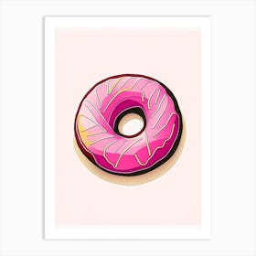 Raspberry Filled Donut Abstract Line Drawing 1 Art Print