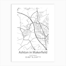 Ashton,New Zealand Minimalist Map Art Print