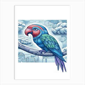 Pluto Parrot On A Branch Art Print