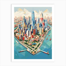 Shanghai, China, Geometric Illustration 1 Art Print