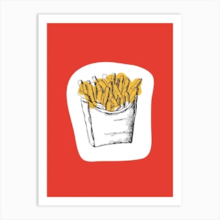 Kitchen Pop Fries Red Art Print