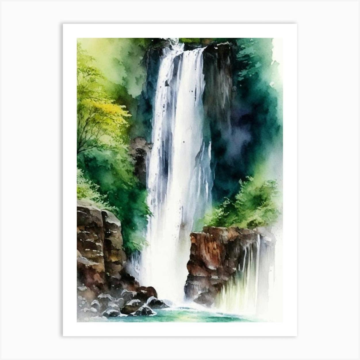 Artistic sketch of waterfall Royalty Free Vector Image