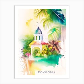 Dominica Beach Watercolour Pastel Tropical Destination Art Print