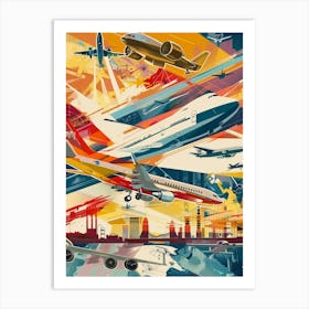 Air Space Museum New York Colourful Silkscreen Illustration 3 Art Print