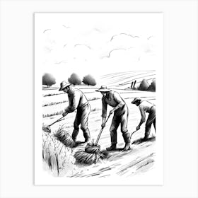 Men Plowing A Field Art Print